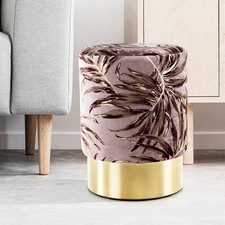 Hocker / runder Sitzpouf - Dschungel Blatt Motiv - Florales Muster - NEU