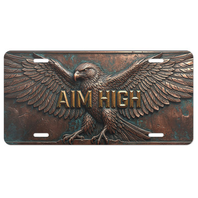 US Air Force Aim High Eagle License Plate Aluminum Metal Car Tag | Flat Print