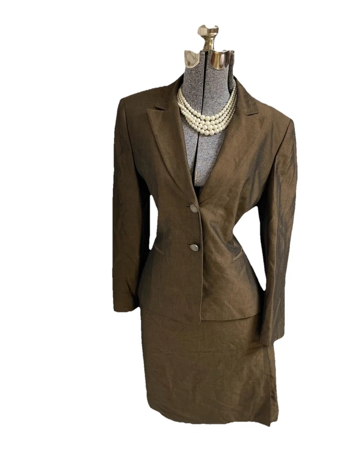 Traje Falda Tahari ASL Talla Pequeña 12P Se Ajusta Como 10P Conjunto de Dos Piezas Lana Mohair Foto 4 de 4