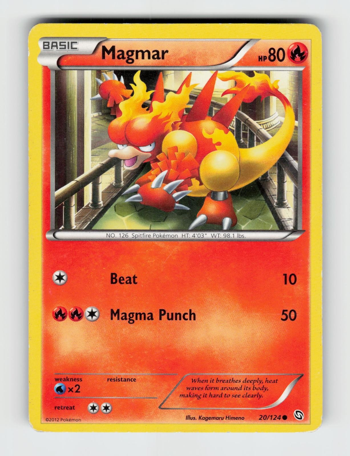 Magmar 20/124 Common Dragons Exalted Pokemon 2012 Moderately Played