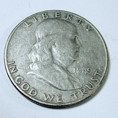 1949 D Franklin Half Dollar, 90% Silver, Fine Details - #6329
