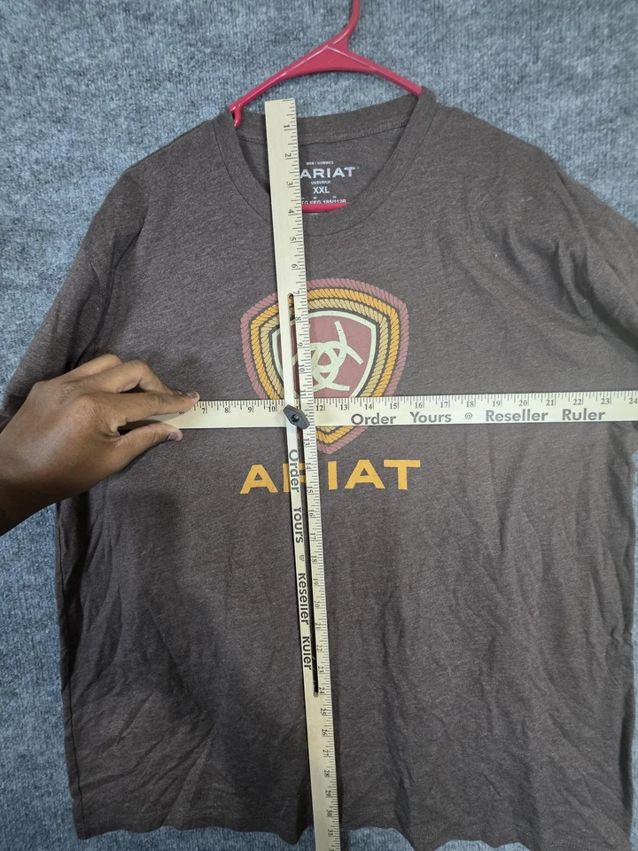 Camisa Ariat Para Hombres 2XL Marrón Brezo Logo Gráfico Western Cuerda Escudo Cuello Redondo Camiseta Foto 3 de 4