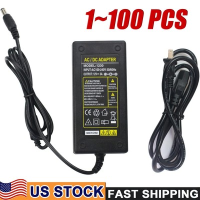 12V 5A 5 AMP 60W DC Power Supply Adapter Transformer LED Strip CCTV PC 5050 USA