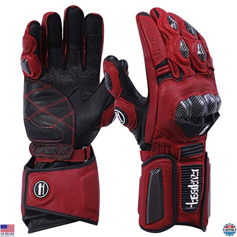 Harssidanzar KM045 Carbon Fiber Knuckle Motorcycle Gloves - Unisex Leather Gear