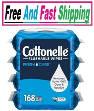Cottonelle Fresh Care Flushable Wet Wipes, Adult Wet Wipes, 4 Flip-Top Packs, 42