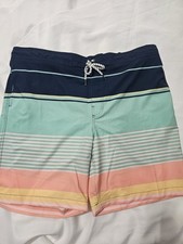 SONOMA, MEN'S NEW NAVY/AQUA POLY BL DRAWSTRING FLEXWEAR BOARD SHORTS, SZ XXL