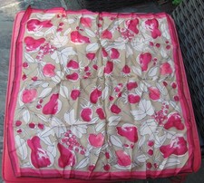 Vtg Fruit Grapes Pears Cherries Strawberries Pink Magenta Scarf Square 26"