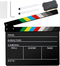 Acrylic Movie Film Directors Clapboard, Photography Video TV Cut Action Scene...