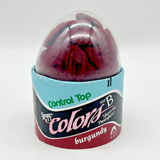 Vtg Leggs Colors Burgundy Sheer Toe Control Top Pantyhose Size B Egg Packaging