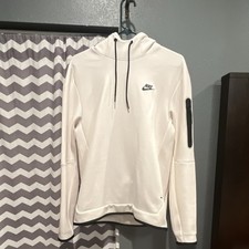 Nike White Fleece Pullover Hoodie Men's Logo Zipper Pocket Size M DD5174-030