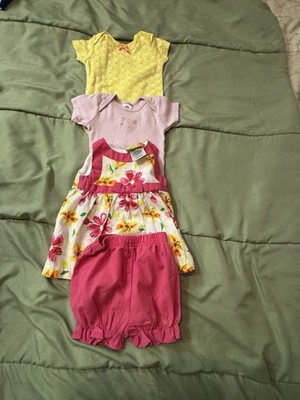Gerber Child of Mine Penelope Mack 4pc Floral Dress Bodysuits Bloomers 3-9M