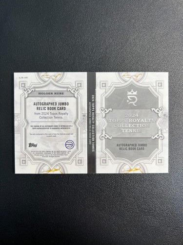 2024 Topps Royalty Tennis Holger Rune Auto Jumbo Relic Book Nike Logo 1/1 BJKU - Bild 2 von 9