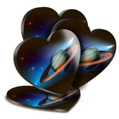 4x Herz MDF Untersetzer - Weltraum Planet Nebel Galaxie Saturn #45961