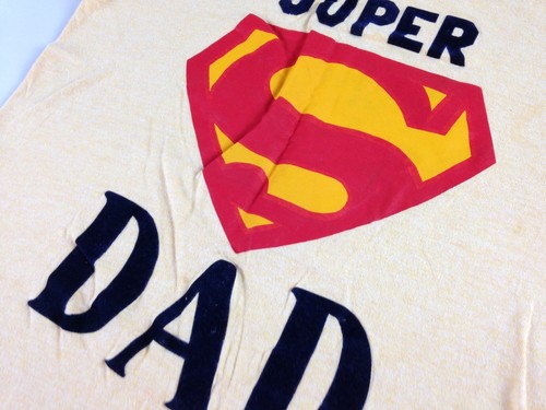 super dad t-shirt vtg balfour velvet letters mens sz s-l yellow
