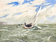 Sailboat on High Seas Nautical Art DIGITAL DOWNLOAD Print at Home Sailors Decor