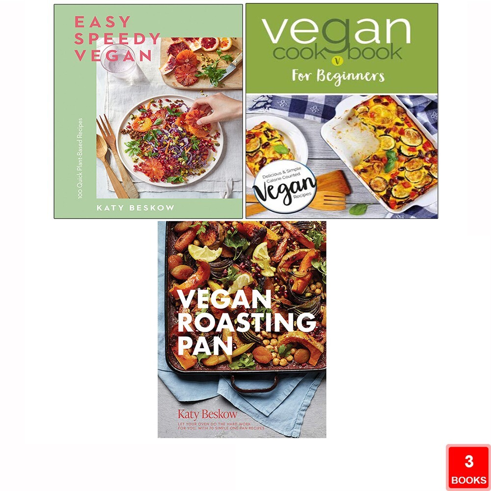 Katy Beskow Collection 3 Books Set Vegan Cookbook by Iota,Vegan Roasting Pan NEW
