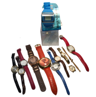 Women s Watch Lot - 11pc Untested - Red Orange Blue Black Brown Gossip Joan Rive