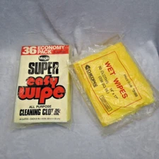 VTG NOS Easy Wipes Reusable Wiping Cloths 36 Pack Plus 35 Opened Wet Wipes USA
