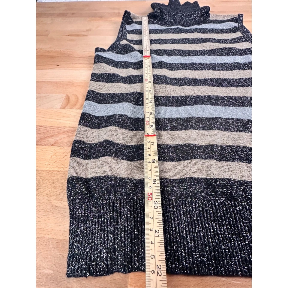 Cable & Gauge Metálico Negro Sin Mangas Cuello Alto Mezcla Algodón Tejido Talla S Foto 3 de 4