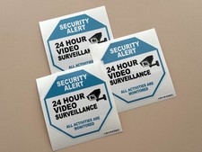 3 x 24 Hours Video Surveillance Sticker, Office Sign Decal 4.5 x 4.5 inch