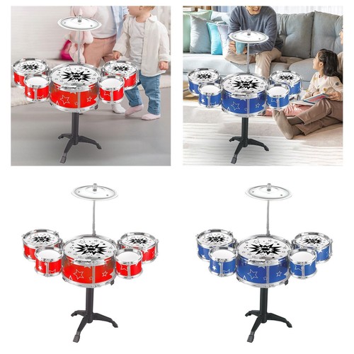 Kit Batterie Enfant 5 Tambours Avec Tabouret – Instruments De Musique éducatifs 3-5 Ans – Facile à Monter, Solide, Cadeau Musical