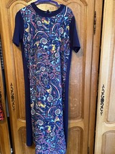 LAUNDRY - PAISLEY BLUE KNIT T-SHIRT DRESS - SZ 8 NWT - MSRP $138 - SUPER GROOVY!