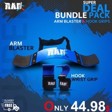 Arm Blaster Biceps Weight Lifting Rod Hooks wrist wraps Gym Training Exercise -