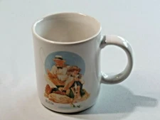 Vintage Catching the Big One by Norman Rockwell 1987 Coffee Mug Cup 