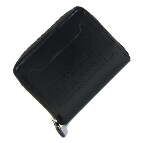 Porter Round Zipper Wallet Bright Star 381-02960 Black Orange Leather Used