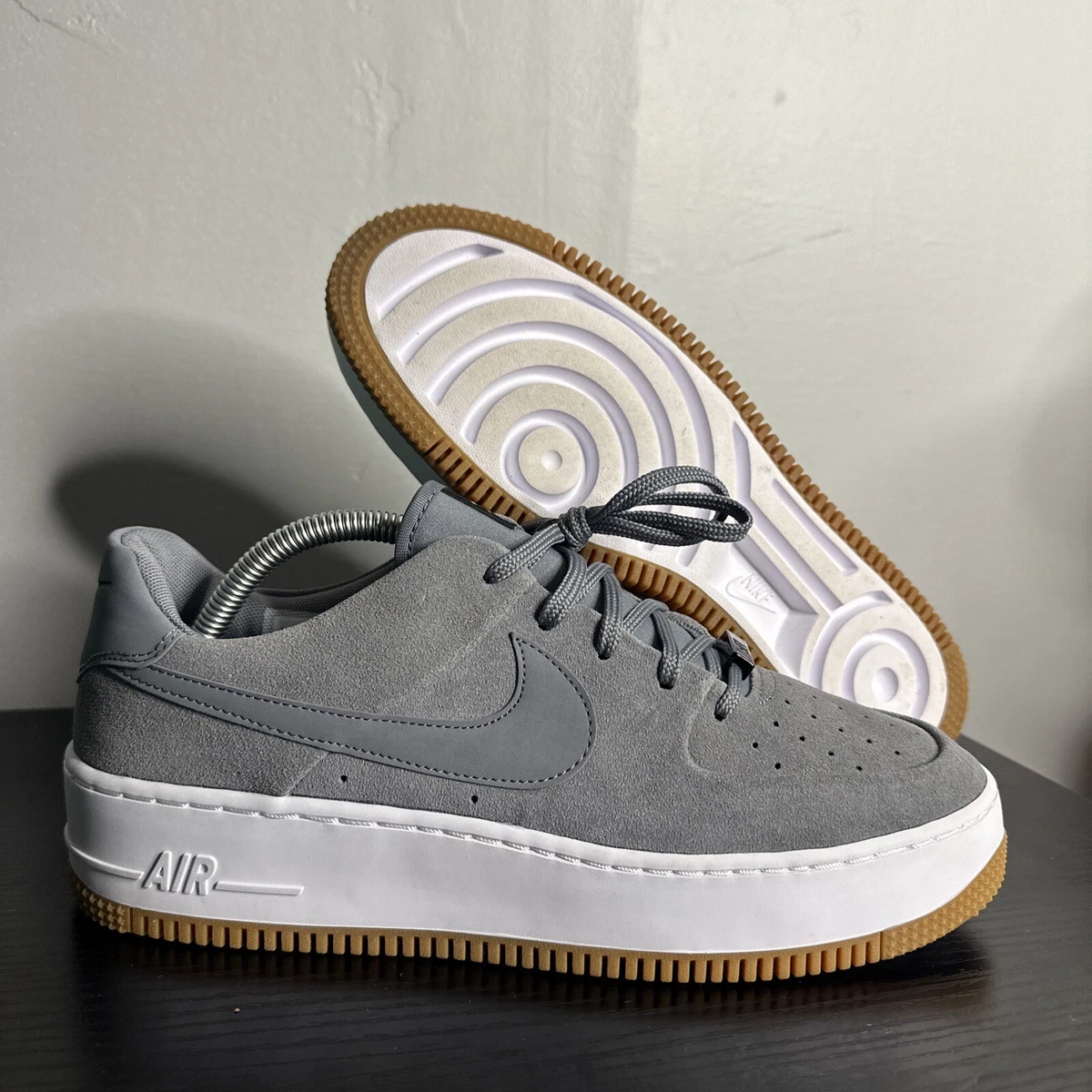 Nike grey ice air force 1 sage best sale trainers
