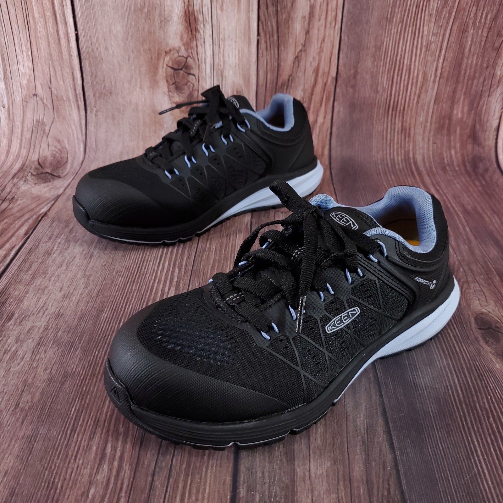 Scarpe antinfortunistiche Keen donna taglia 6 M Utility Vista Energy punta fibra di carbonio nero blu