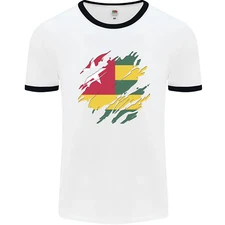 Torn Togo Flag Togolese Day Football Mens Ringer T-Shirt