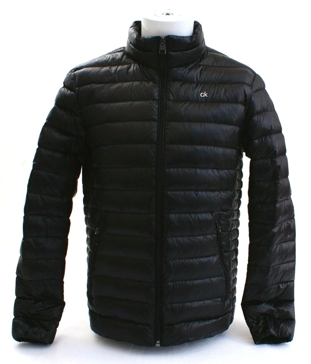 Calvin Klein Black Classic Zip Front Packable Down Jacket Men s NWT