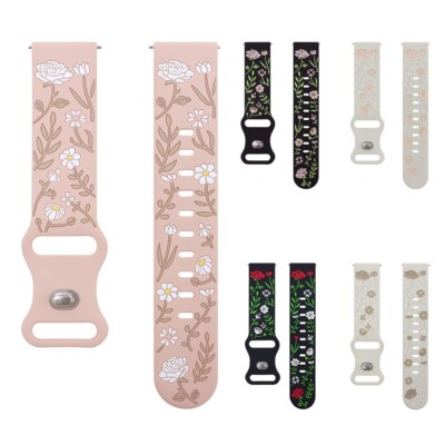 Silicone Carved Rose Band for Samsung Watch 3 4 5 6 7 FE Active 2 40/44/43/47mm