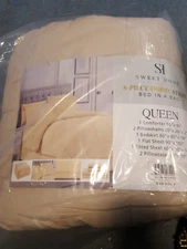 Sweet Home Collection - 8-Piece Dobby Stripe Bed In A Bag - Beige - Queen