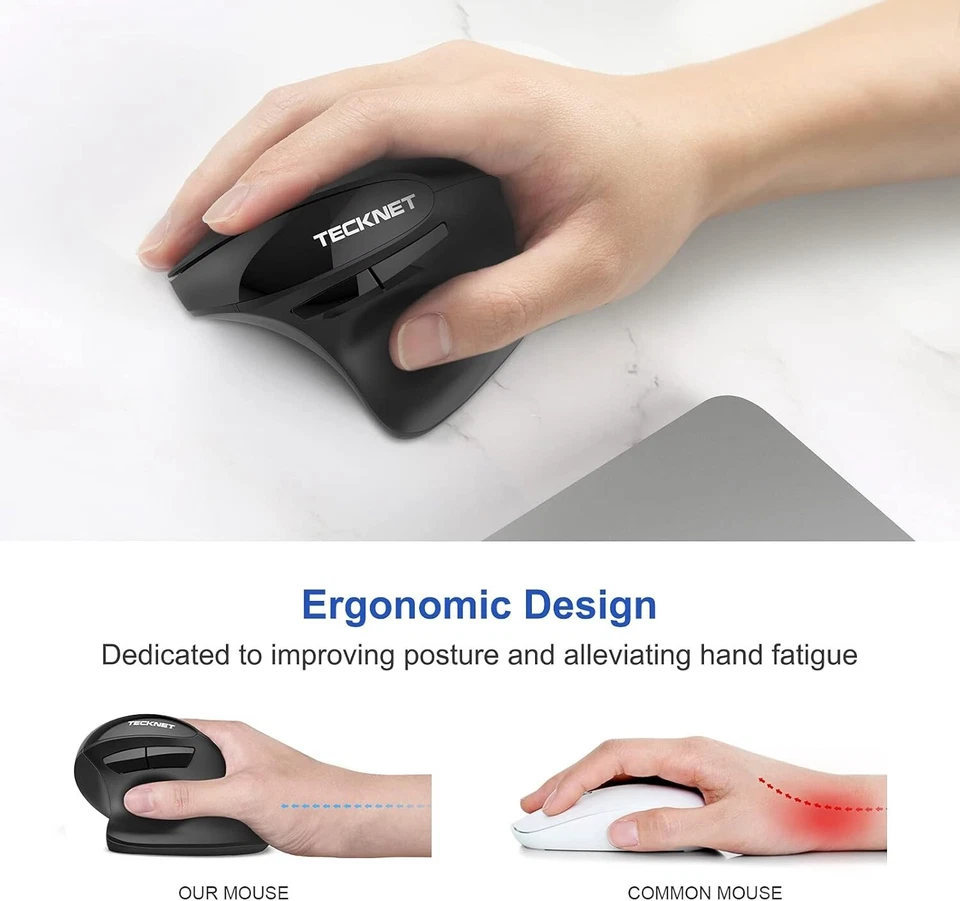 TeckNet Vertical Wireless Mouse Ergonomic Optical Rechargeable High Quality 2.4G - Image 2 of 4