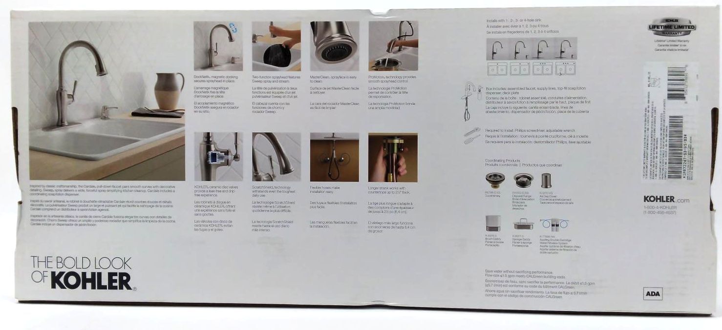 KOHLER Kitchen Faucet Cardale Vibrant PullDown with Soap Dispenser