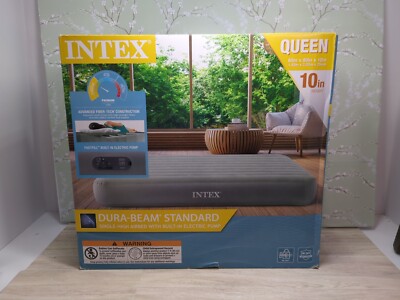 Intex Dura-Beam Standard  Single-high Air Bed with Built-In Pump -66113WW -Queen