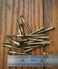 # 4 X 1-1/4” Wood Screws Antique Slotted Flat Head Brass USA 20 Pk Free Shipping