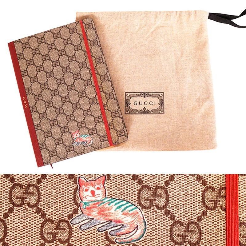 NEUF GUCCI Whimsy DERPY CAT GG papeterie en toile couchée suprême neuf avec étiquettes