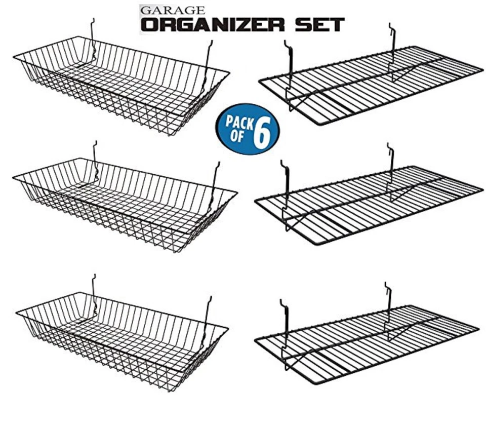 Only Hangers Garage Organizer Value Pack with 3 Shelves and 3 Steel Baskets