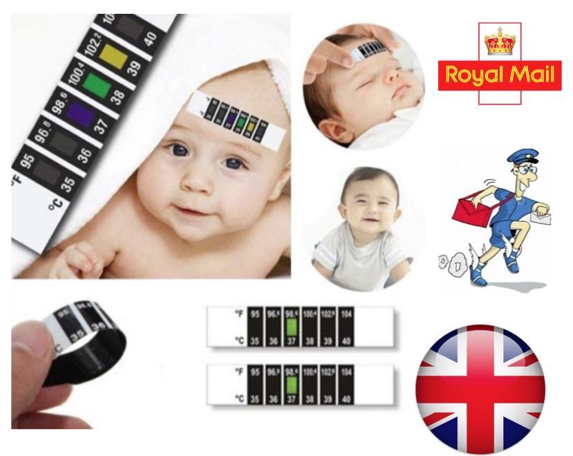 FOREHEAD THERMOMETER STRIP FEVER COLD BABY Grelly UK