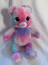 Build A Bear Pink Blue Purple Tie Dye Bear with Hearts Plush 16" 2015 BAB