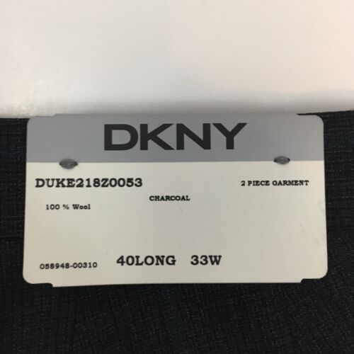 New dkny 2 piece mens suit charcoal blue checks slim fit 40L 100% wool ea0095 - Picture 11 of 12