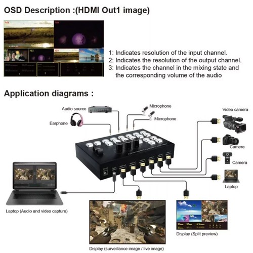 4K Video Switcher HDMI Camera Broadcast Station Controller For live streaming - Afbeelding 10 van 14