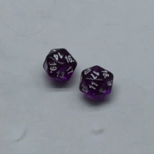 Sirius Dice 2 D20 Translucent Purple & White Pips (2 D20 LOT) FAST SECURE SHIP
