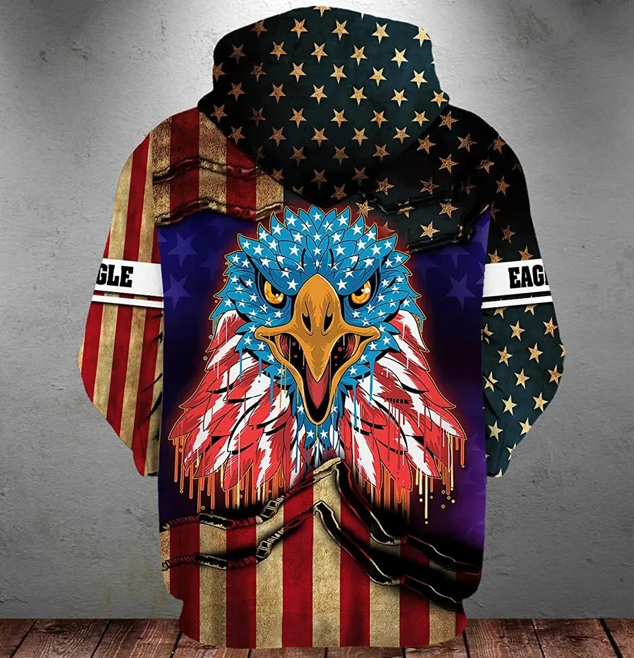 Torn Glory US Flag Design Full Hoodie Zip 