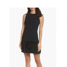 Sam Edelman Black Feather Hem Sheath Dress  Size 6 Cocktail Party/Black Tie