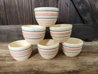 Vintage McCoy Ovenware Small Pink and Blue Striped Finger Bowl  | Set 6 USA E-14