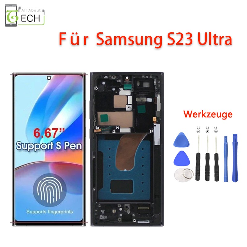 Für Samsung Galaxy S23 Ultra 5G 6.67'' S918 (OLED) LCD Display Rahmen Touchs...